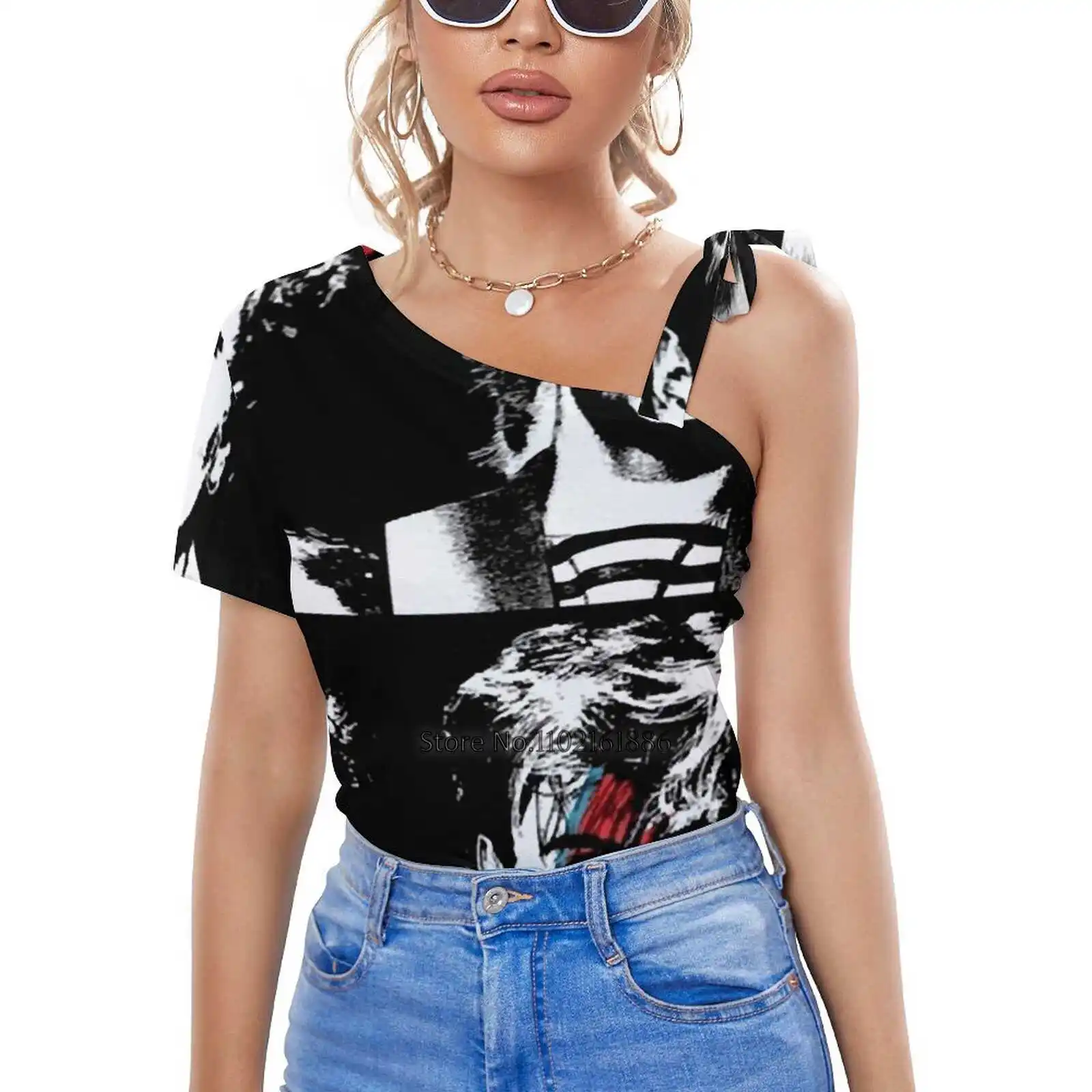 

Duran клипарт женские футболки с принтом на молнии с V-образным вырезом модная графическая футболка Duran клипарт Y2K одежда