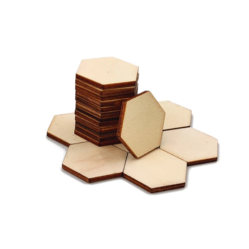 

100pcs 20mm Hexagon Wood Chip Unfinished Wood Cutout Wood Slices Ornaments Wood Pieces for Wooden Craft DIY Projects, Gift Tags