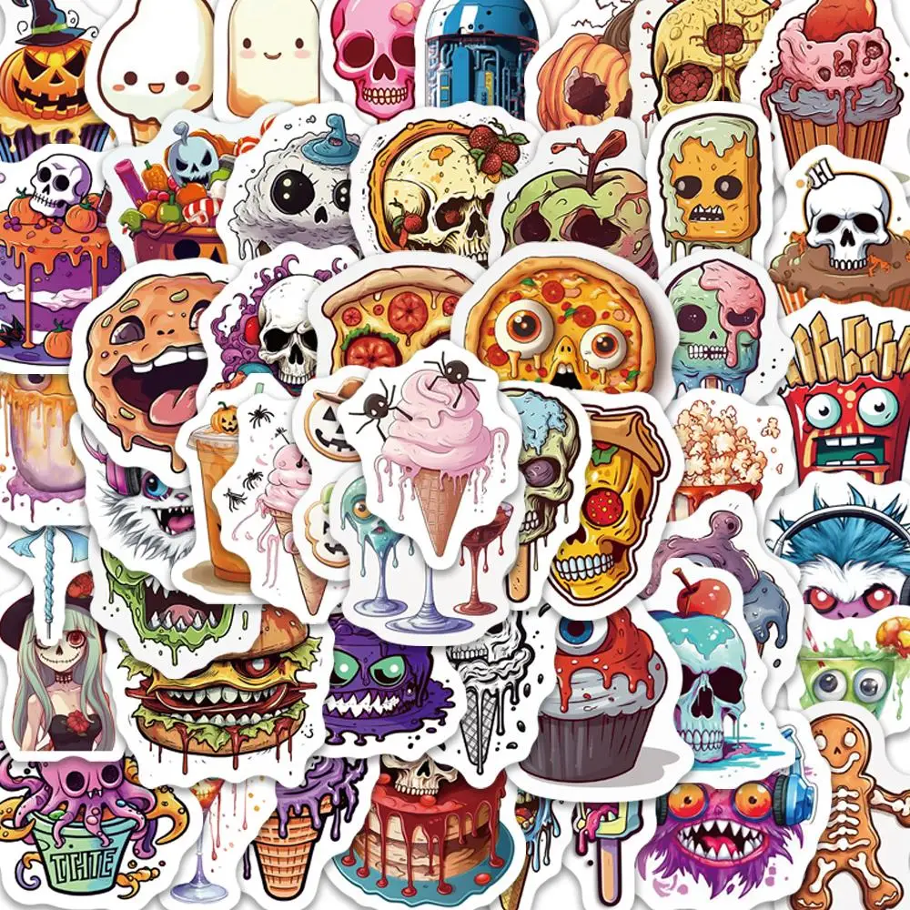 

10/24/50PCS Halloween HorrorFood Stickers Vintage For DIY Car Notebook Guitar Motorcycle Laptop Luggage Suitcase Graffiti Decals
