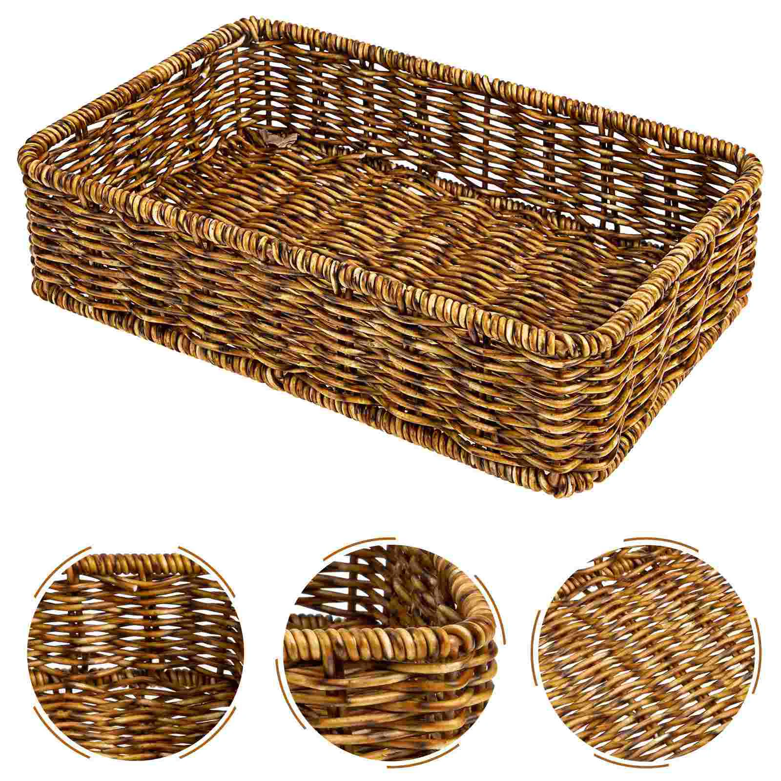 

Woven Storage Basket Seagrass Organizer Handwoven Utensil Holder Desk Sundry Basket Food Storage Basket Wicker Baskets