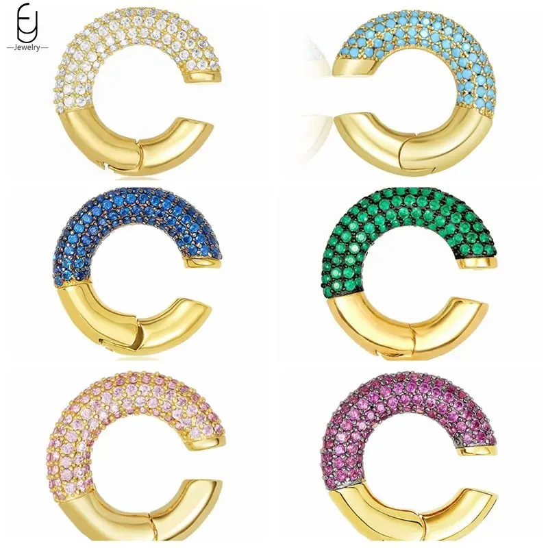 

1PCS 24k Gold-Plated Bohemia C Crystal Earrings Ear Cuff No Piercing Clips Rhinestone Ear cuffs Clip on Earring Fashion Jewelry