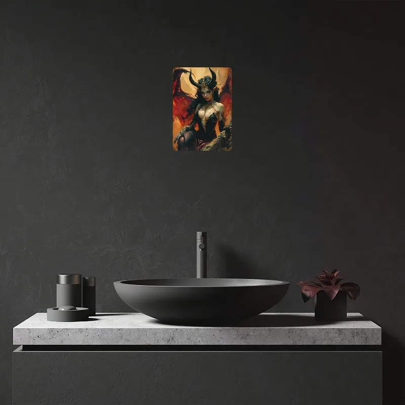 Металлическая настенная табличка Dragoness черно-красная