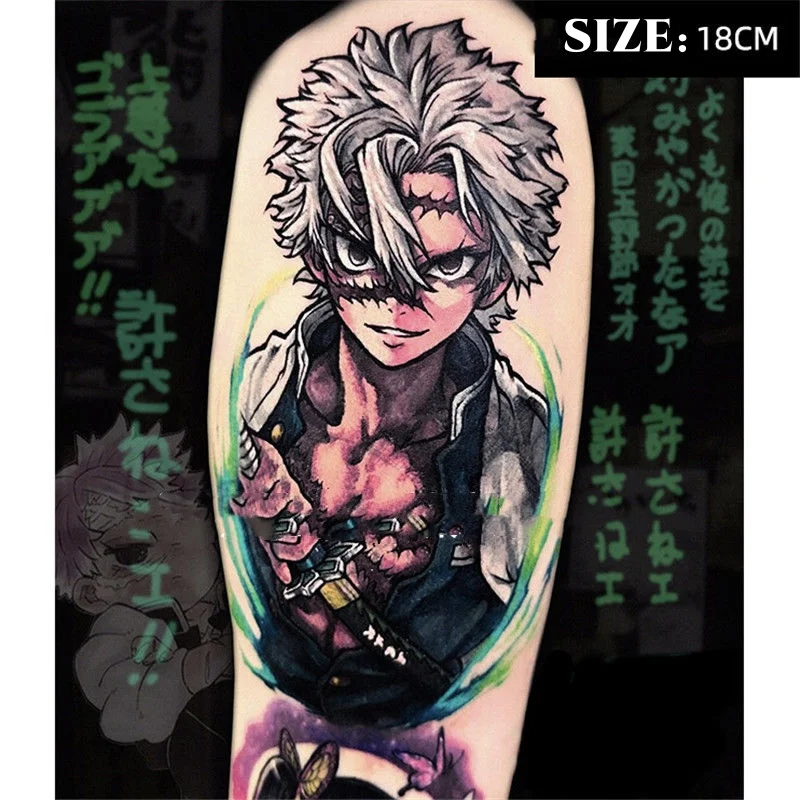 Аниме Demon Slayer временные татуировки Shinazugawa Sanemi мультфильм Kimetsu No Yaiba водостойкая