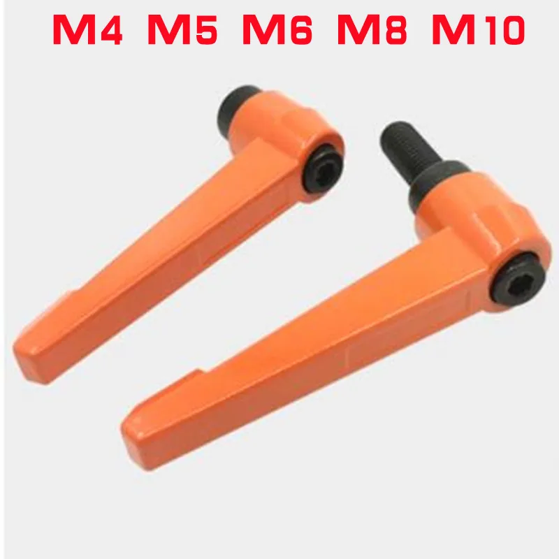 

1 шт. M4 M5 M6 M8 M10 оранжевый зажимной рычаг регулируемая ручка Зажимная ручка болты Блокировка болтов Наружная ручка с наружной резьбой