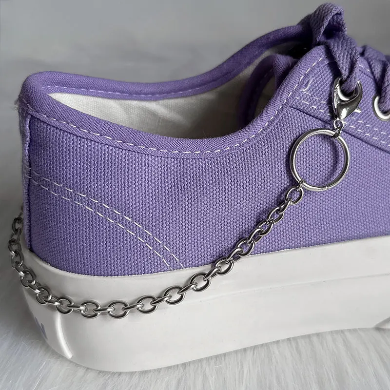 2PCS Punk Stainless Steel Chunky Chains Shoe Buckles Vintage Cute Transparent Bear Shoes Accessories Creative Jewelry Wholesale