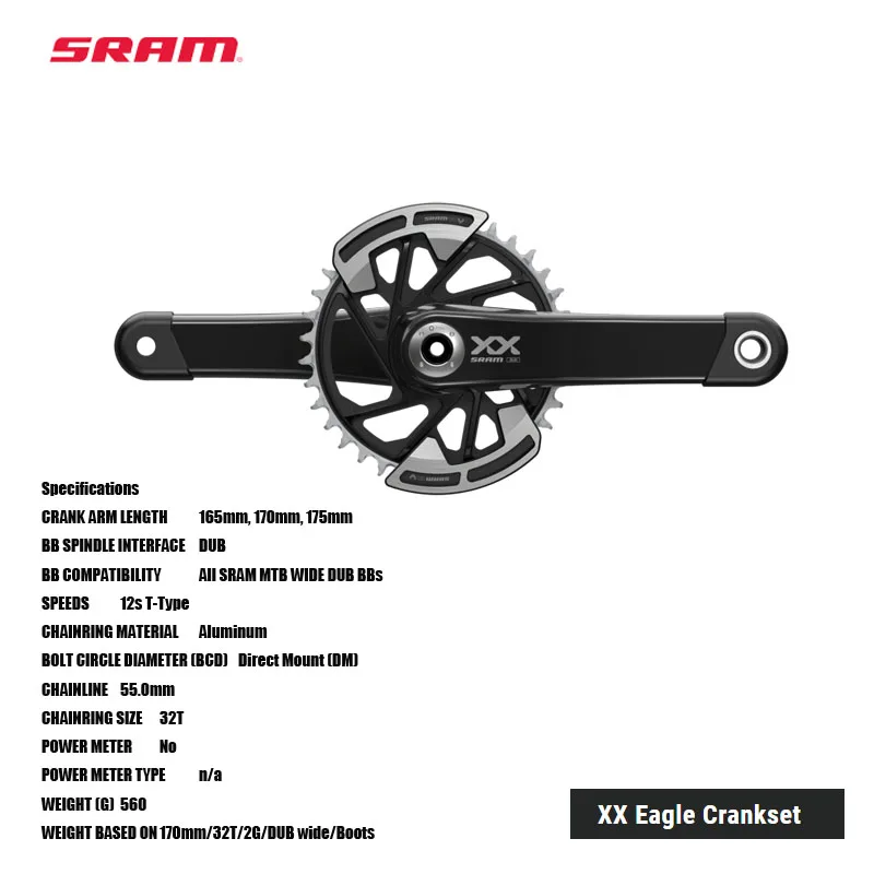 SRAM XX Eagle коробка передач кривошипная 12s T-Type 32T Карбон с поролоновой сердцевиной