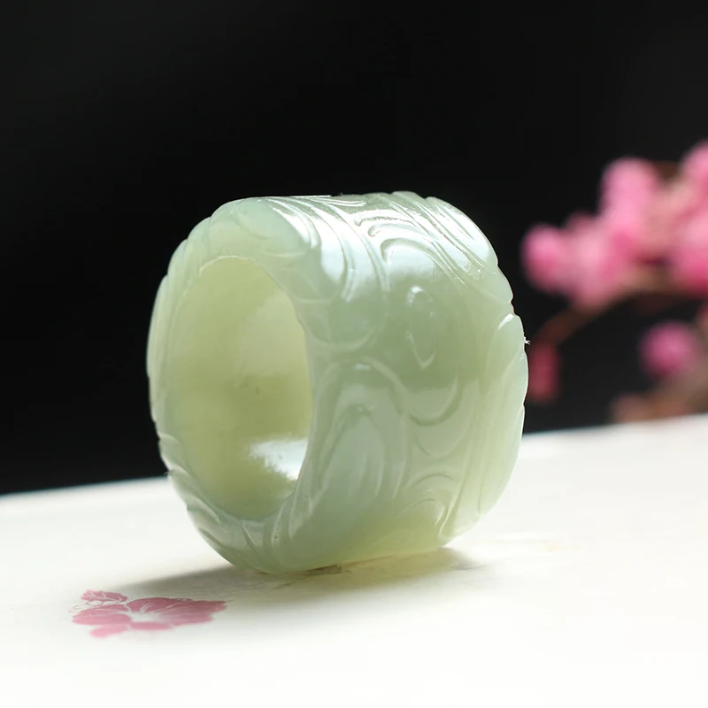 Кольцо из натурального белого нефрита hetian ручная работа скульптура