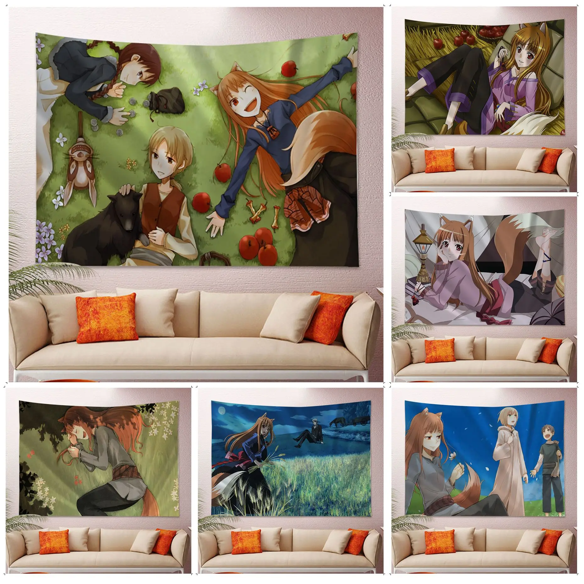 

Spice And Wolf Hippie Wall Hanging Tapestries Japanese Wall Tapestry Anime Wall Hanging Home Decor