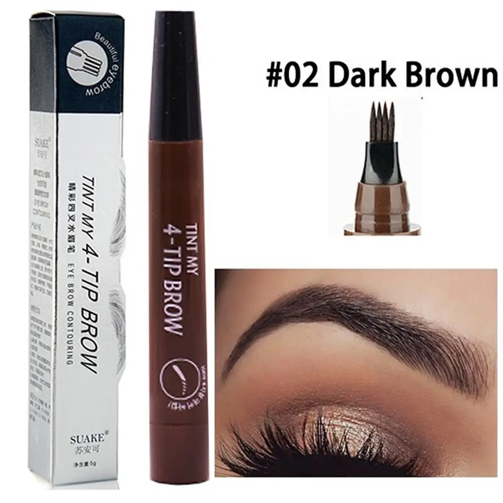 

4 Head Fork Tip Eyebrow Tattoo Pen Liquid Brow Enhancer Dye Tint Pencil Long Lasting Liquid Brow Pencil Natural Microblade