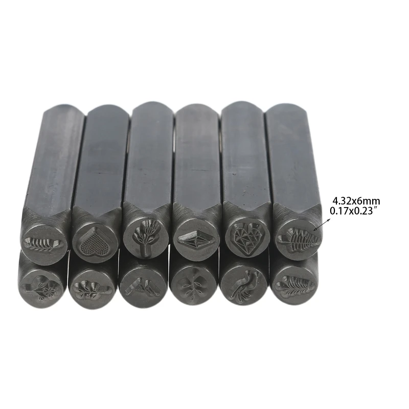 Набор штампов из 12 шт. 6 мм инструмент для штамповки матового металла с цветами и