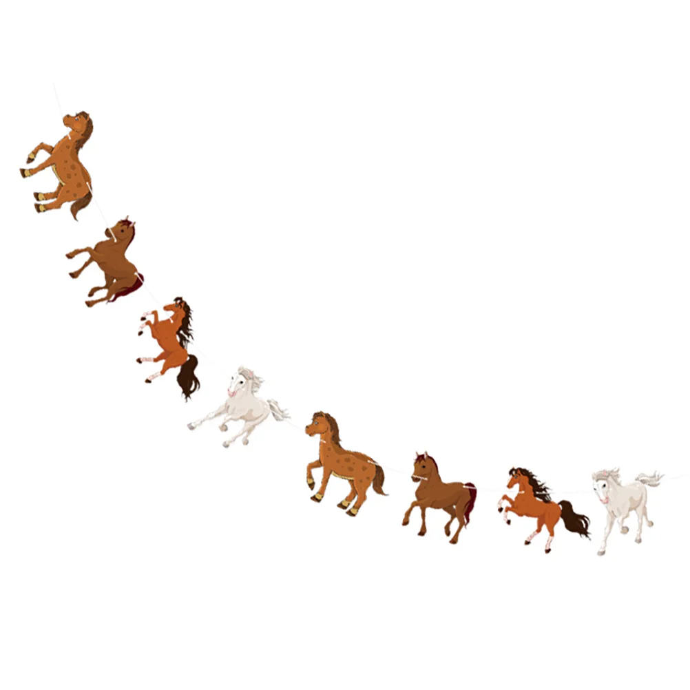 

Banner Horse Party Bunting Garland Birthday Paper Racing String Supplies Shower Baby Animal Kid Decor Decoration Farm Hanging