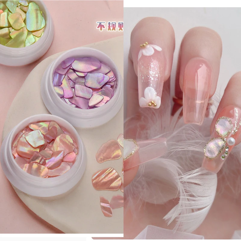 

Natural Shells Accessories Natural abalone shell stone The candy color is irregular shell sheet Nail Decoration For Nail Tip
