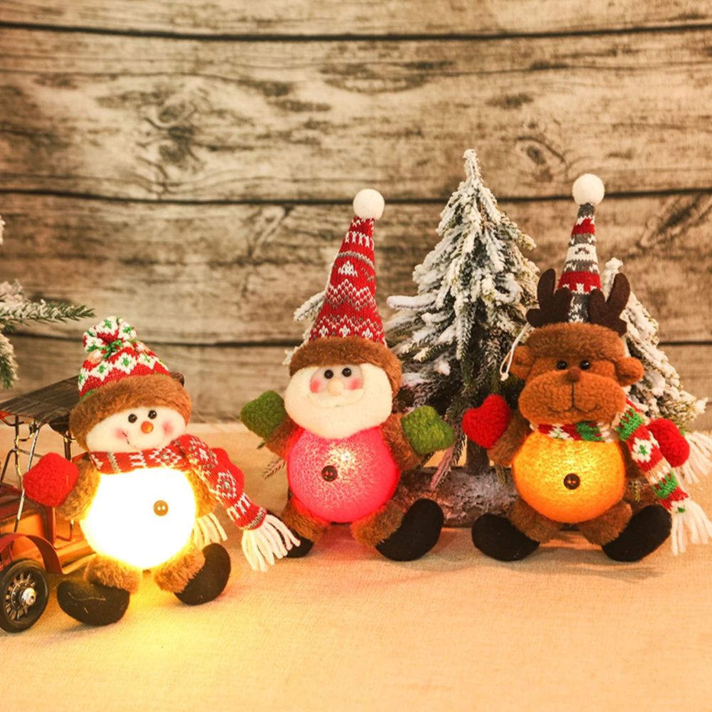 

Merry Christmas LED Luminous Snowman Elk Doll Ornament Navidad New Year Christmas Decor For Home 2023 Navidad New Year Noel