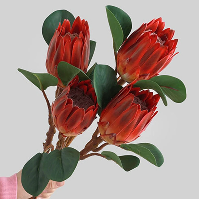 

Artificial Flowers Fake Silk Protea Cynaroides Plastic Flower Arrangements Decor Bouquet for Wedding Table Centerpieces 1PC