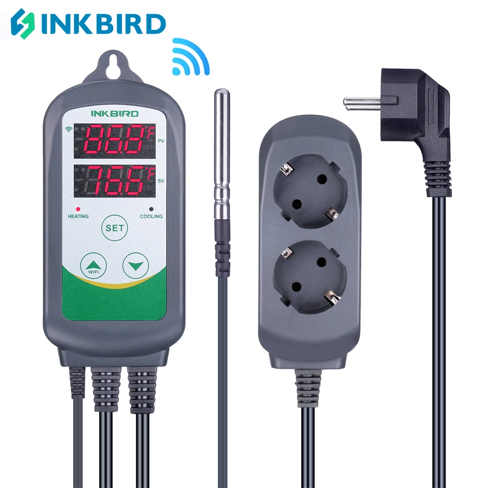 INKBIRD ITC-308-WIFI Digital Temperature Controller Heating&Cooling Dual Relay with Temperature Calibration for US/EU Plug