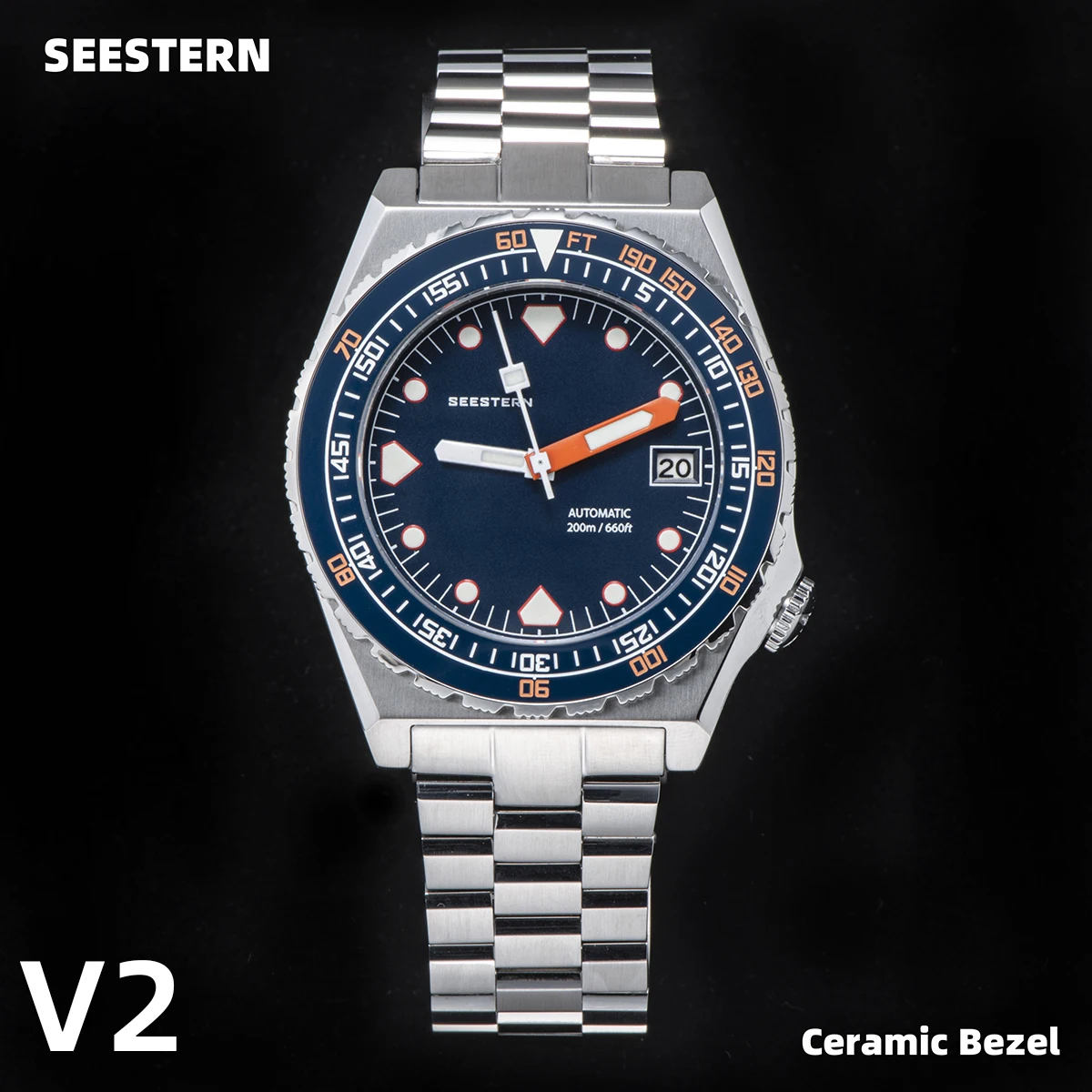 SEESTERN SUB600T Mens Diver Watch Automatic NH35 Movement Ceramic Bezel Lume Mechanical Wristwatches Sapphire Waterproof