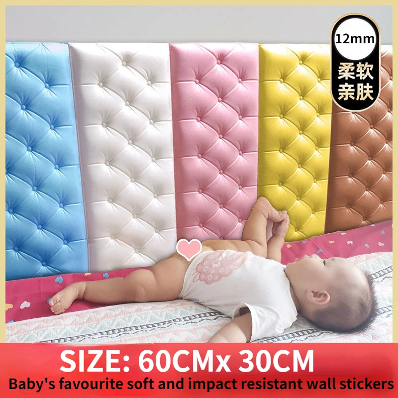 

12mm Headboard Self-adhesive Waterproof Wall Sticker for Child Protection Wallpaper Living Room Bedroom Home Decoration
