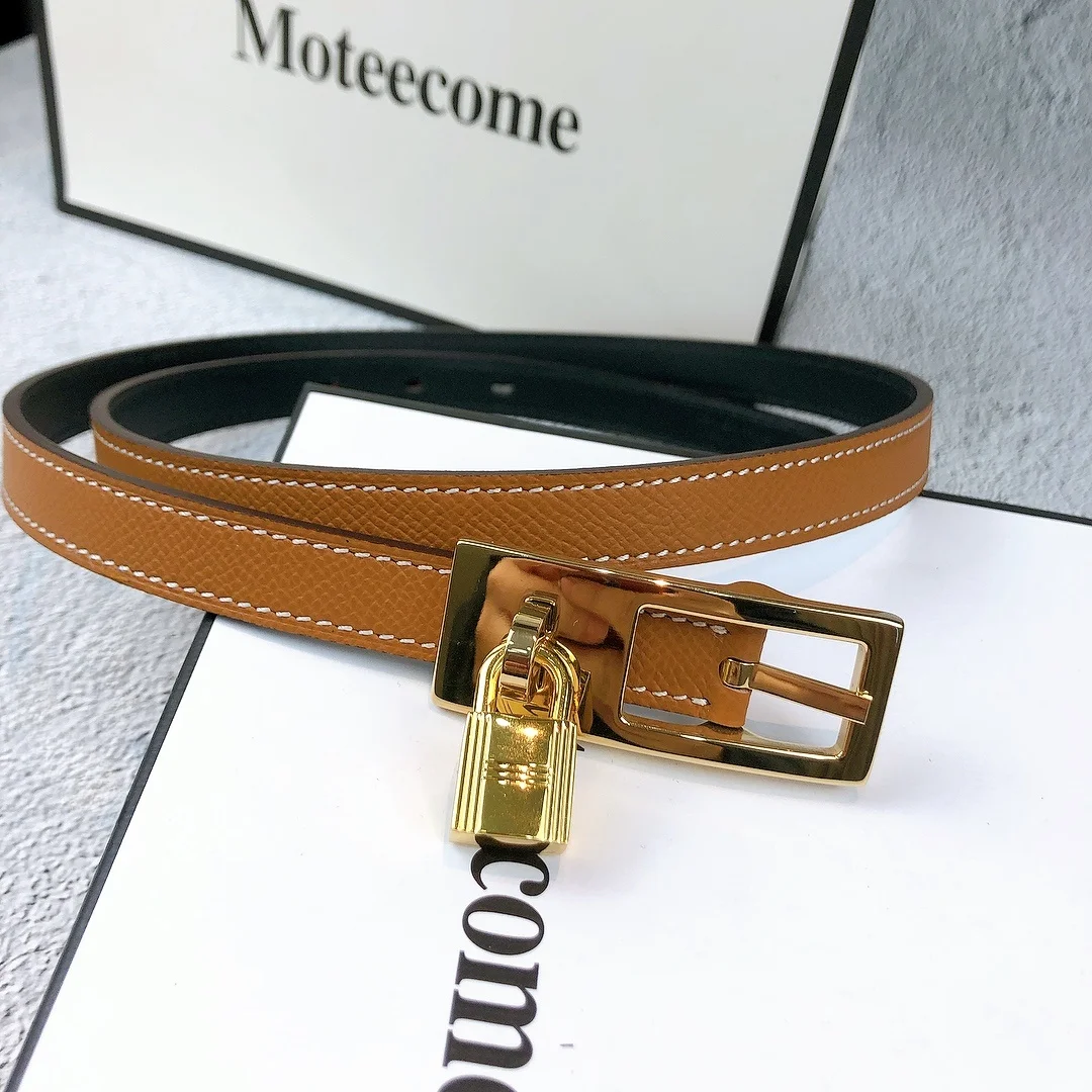 Новый кожаный ремень женский с замком простой и универсальный юбками тонкий из
