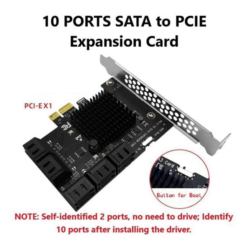 Плата расширения с 10 портами SATA 3 0 на PCIe X1 PCI Express адаптер SATA3 6G конвертер кабелем
