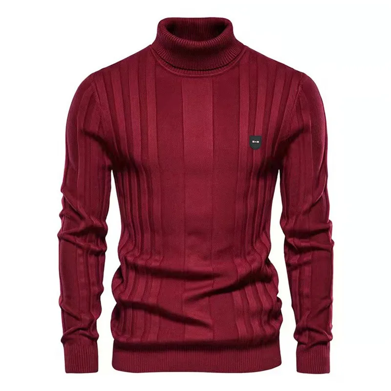 Men's Sweater Warm High-necked Bow-knot Luxury Brand Spring And Autumn New Cotton Pullover Anti-pilling Long-sleeved Turtle-neck