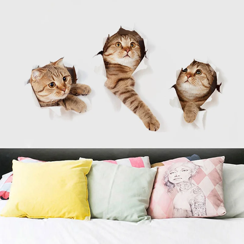 

3D Cute Cat Decorative Wall Sticker Waterproof Kids Nursery Living Room Furniture Aesthetic Wall Art