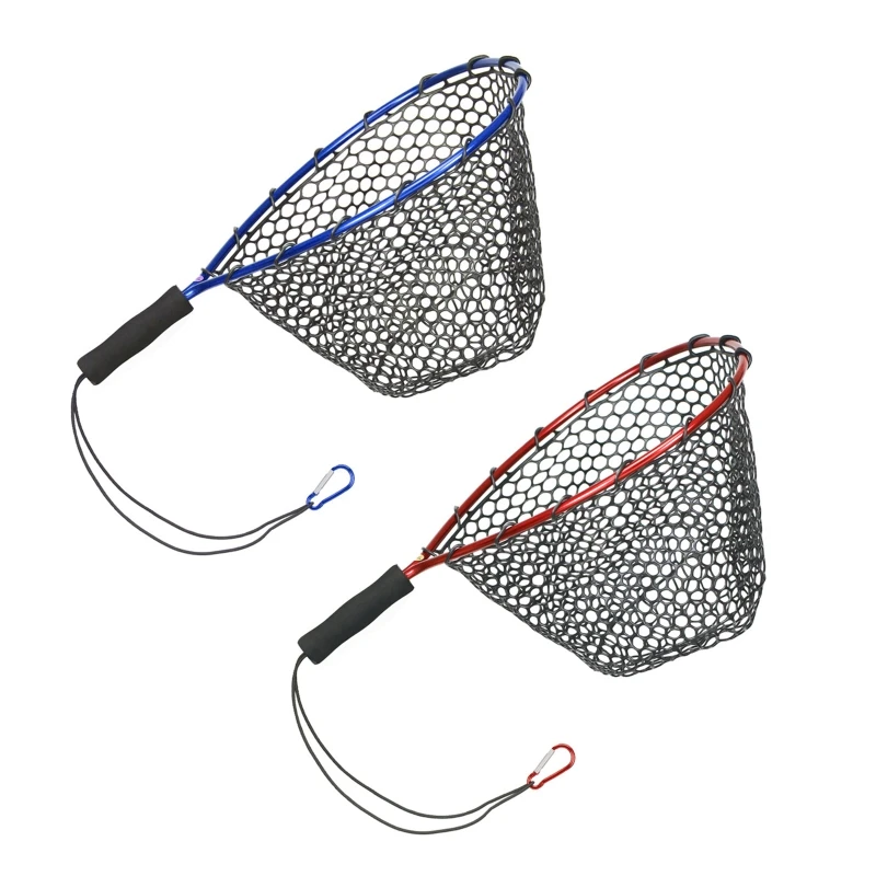 

918E Fishing Net Landing Net, Aluminum Pole Handle EVA Grip Silicone Dip Fishing Net