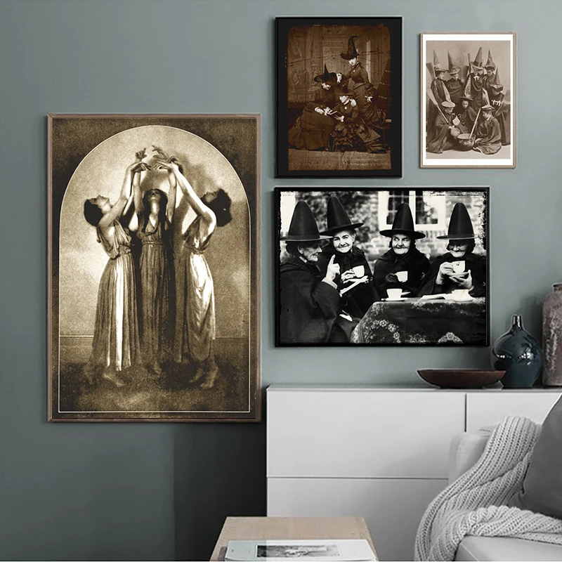 Винтажная ведьма Художественная печать античные ведьмы фото плакат Хэллоуин