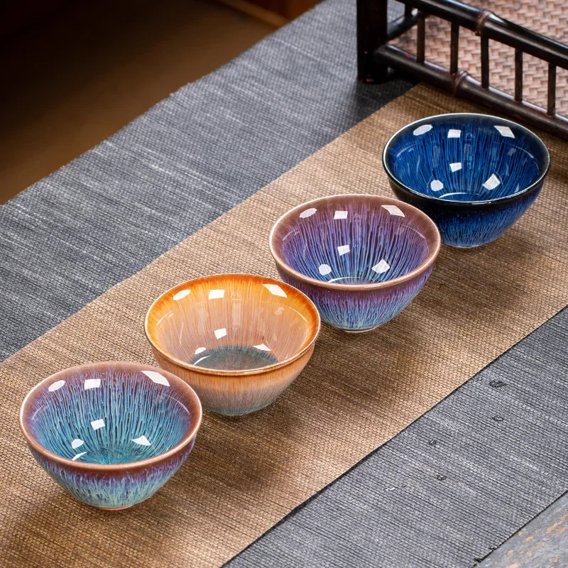 

Kiln Change Teacup Ceramic Teacup Kung Fu Teacup Jianjian Bucket Hat Cup Master Cup Plum Blossom Cup Small Teacup Petal Cups