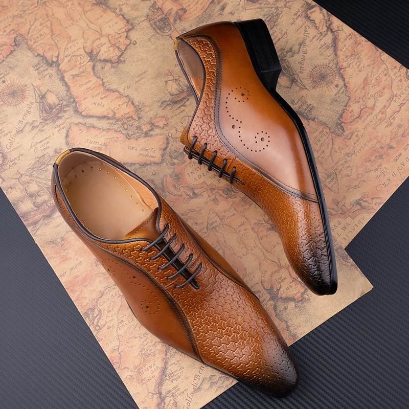 Мужская классическая вечерняя Свадебная обувь коричневые броги с боковой