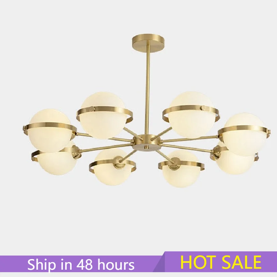 

High-end Brass Suspension Lamp Ball Pendant Lamp Luxury Ceiling Pendant Chandeliers Hang Lamp for Foyer Staircase Atrium