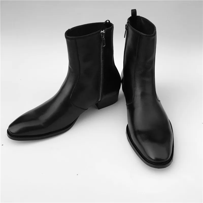 Мужские ботинки на молнии из 100% натуральной кожи с натуральным носком нежный