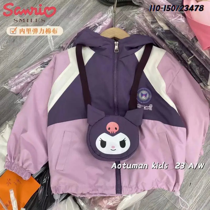 

2023 куртка Kuromi Kawaii Sanrio Корейский мультфильм детское повседневное пальто милое Спортивное зарядное пальто для девочек детский подарок на день рождения