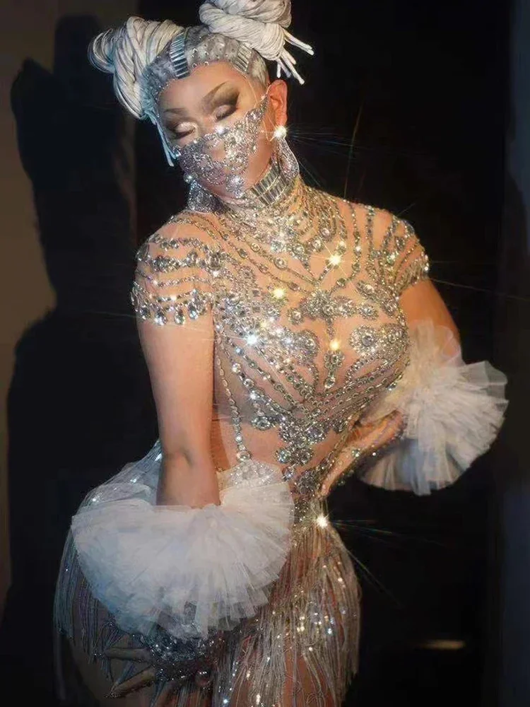 Платье для танцев с блестящими стразами и кисточками перчатки сексуальный