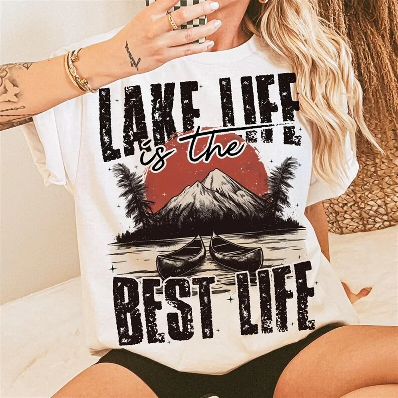 Женская летняя футболка с ретро-узором топ короткими рукавами и принтом модная