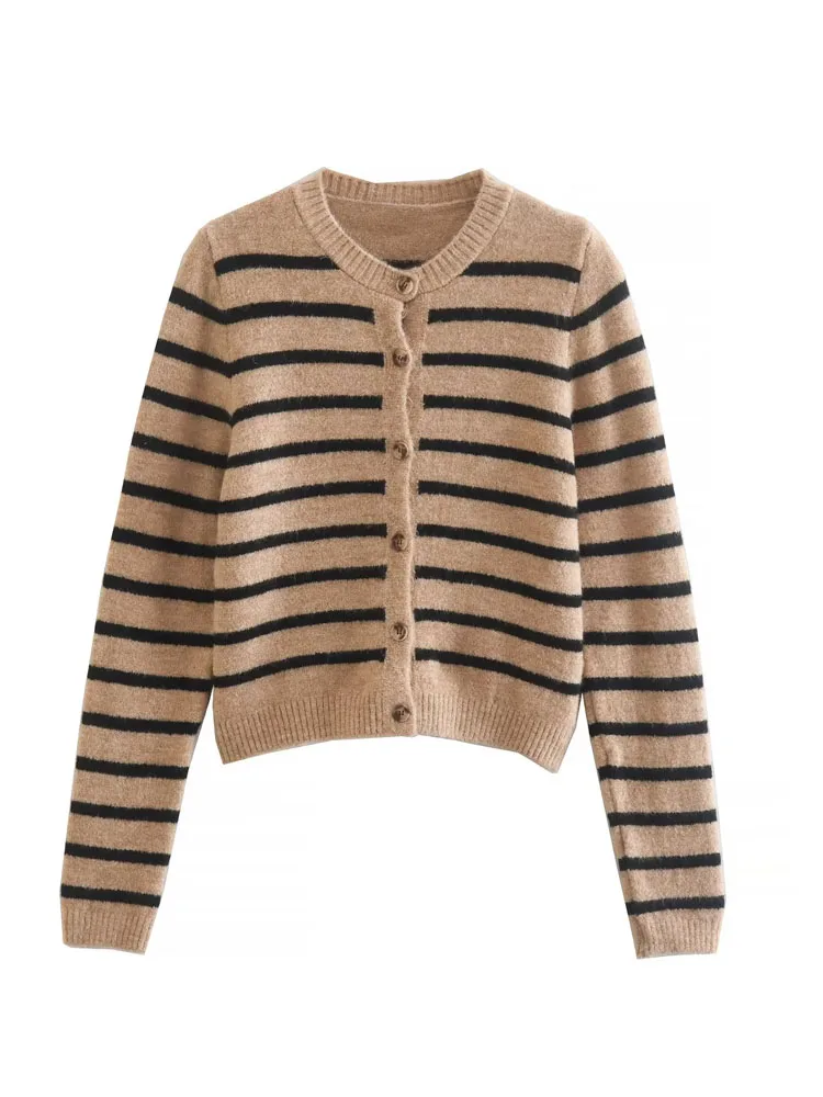 Женский свитер для отдыха Полосатый пуловер шерстяные ажурные жаккардовые Топы