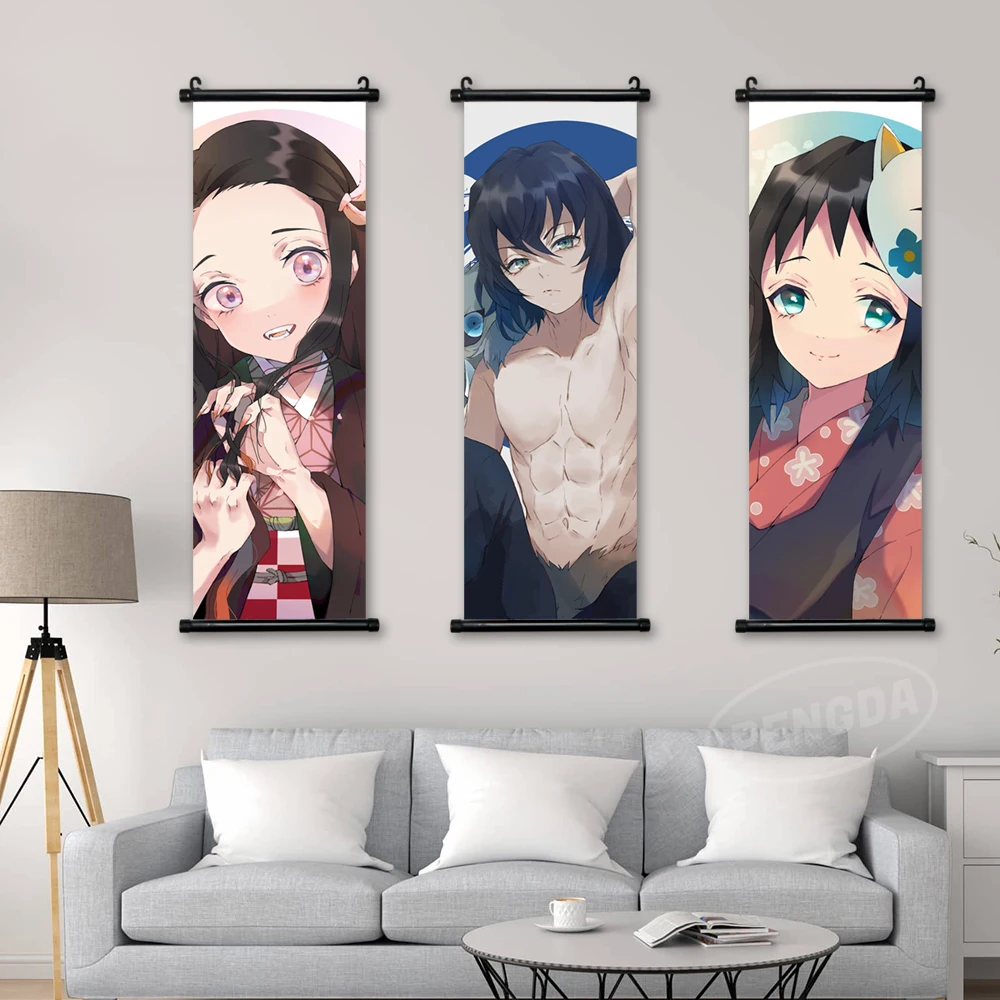 

Demon Slayer Canvas Anime Home Decoration Kamado Nezuko Wall Art Kochou Shinobu Painting Hanging Scrolls Print Picture Poster