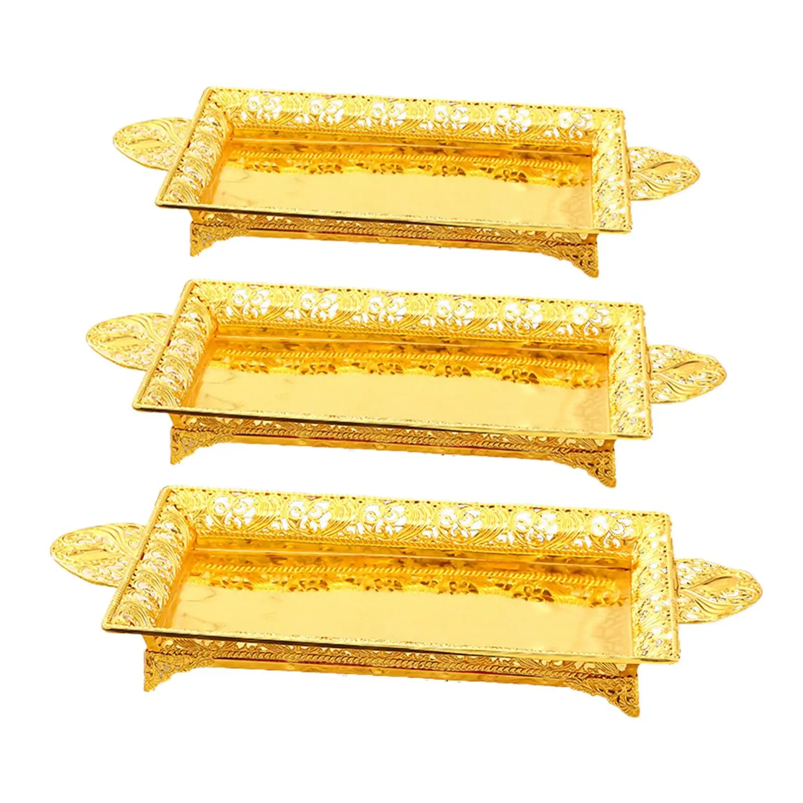 

Nordic Style Gold Serving Tray Fruit Plate Platter Makeup Organizer Vanity Tray for Dressing Room Kitchen Decor Bedroom Party