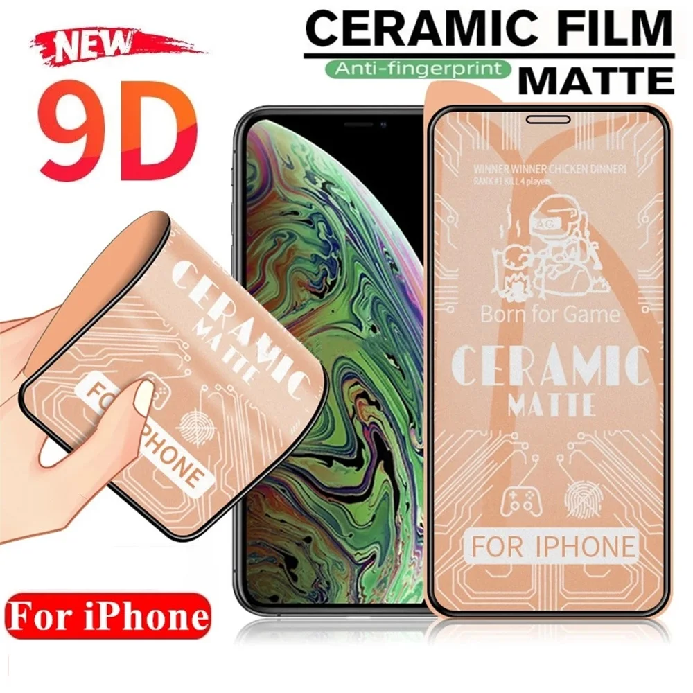 

10pcs 100D Soft Ceramics Glass for iPhone 15 Pro 12 13 11 14 Pro Max 6s 7 8 Plus X XS XR SE Full Matte Screen Protector Film