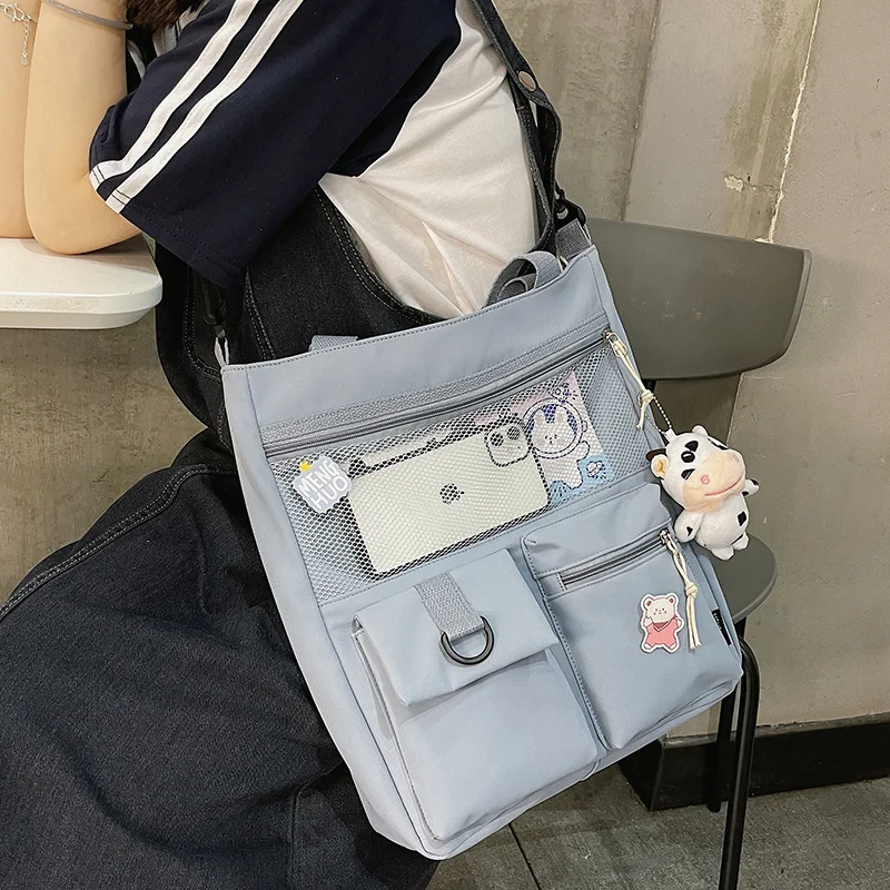 

New Large Capacity Cute Girl Shoulder Bag Korean Fashionable Students Inclined Shoulder Bag Nylon Waterproof Handbag Tide