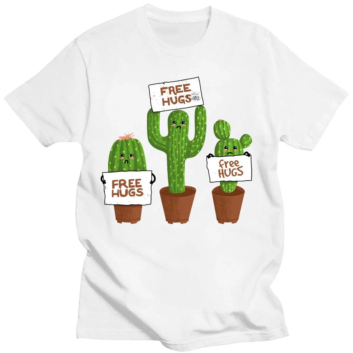 Футболка женская хлопковая с принтом кактуса и растений |