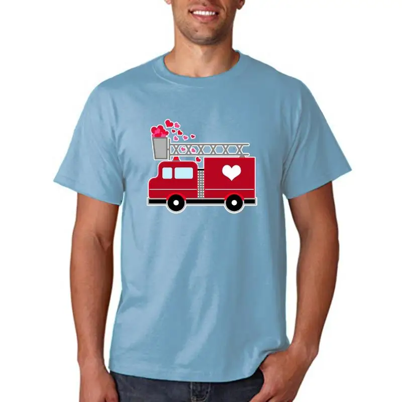 

Inktastic Valentine'S Day Red Firetruck With Pink Hearts Youth T-Shirt Kids Love Adults Casual Tee Shirt