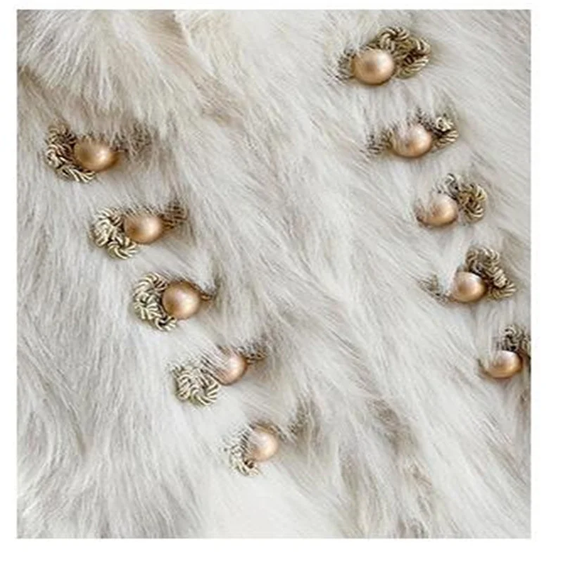New imitation fox fur jackets womens coat female clothes British style fashion gold wire buckle winter young retro white