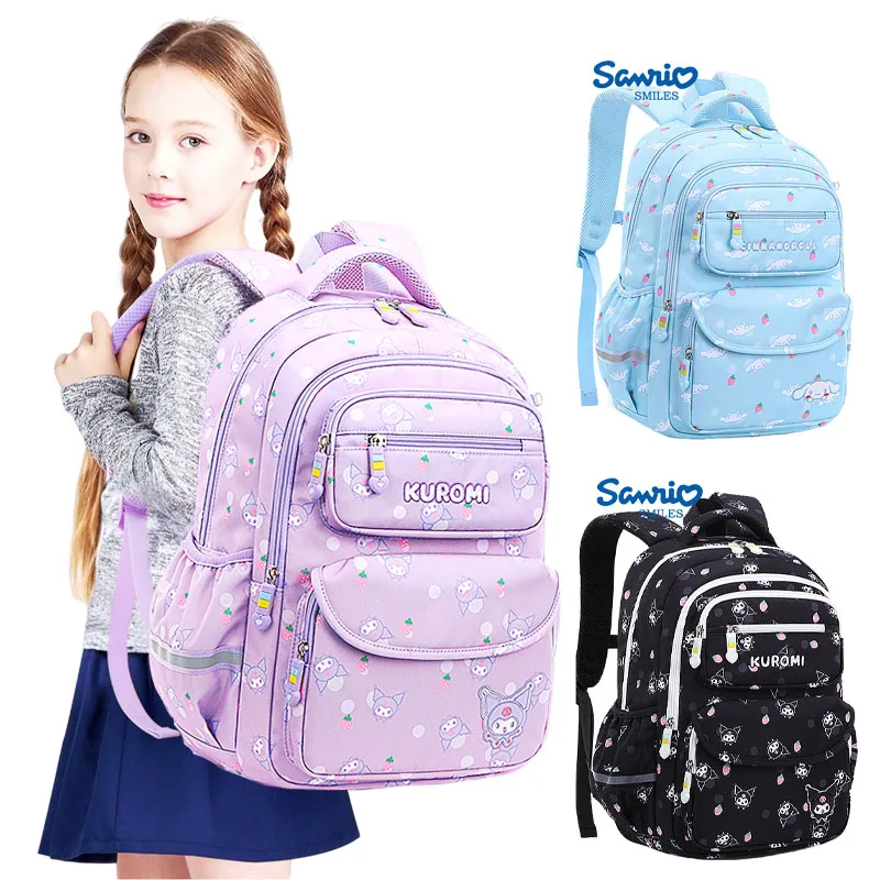 Sanrios Kuromi Schoolbag Kids Student Hellokitty Bags Burden Alleviation Protect Spine Waterproof Anti Lost Cinnamoroll Backpack