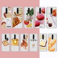 bread breakfast phone case for samsung a51 a52 a71 a12 for redmi 7 9 9a for huawei honor8x 10i clear case