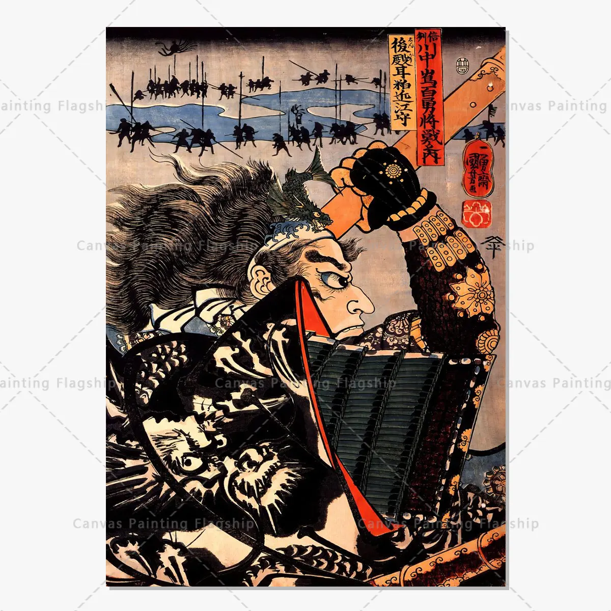 

Японский портретный плакат самурая на холсте