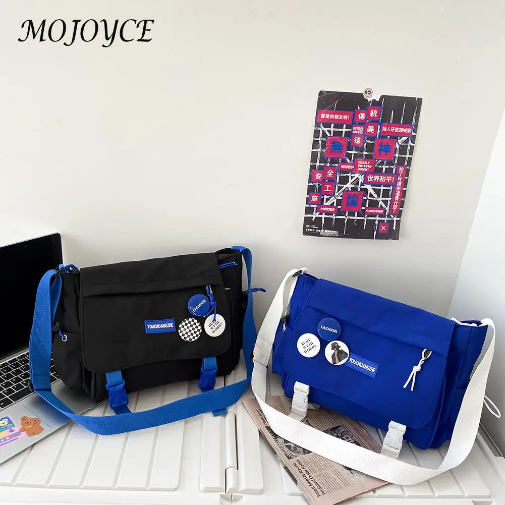 

Japanese Shoulder Messenger Bag with Pins Badge High Capacity Postman Bag Crossbody Pack Christmas Birthday Gifts