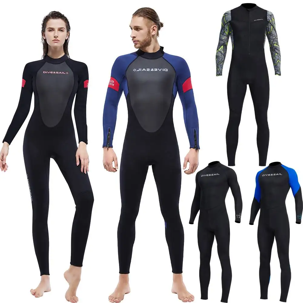 

3mm Wetsuit Long Sleeve Neoprene Submersible Diving Suit For Women Men Warm Waterproof Full Bodysuit Stretchy Snorkeling Suit