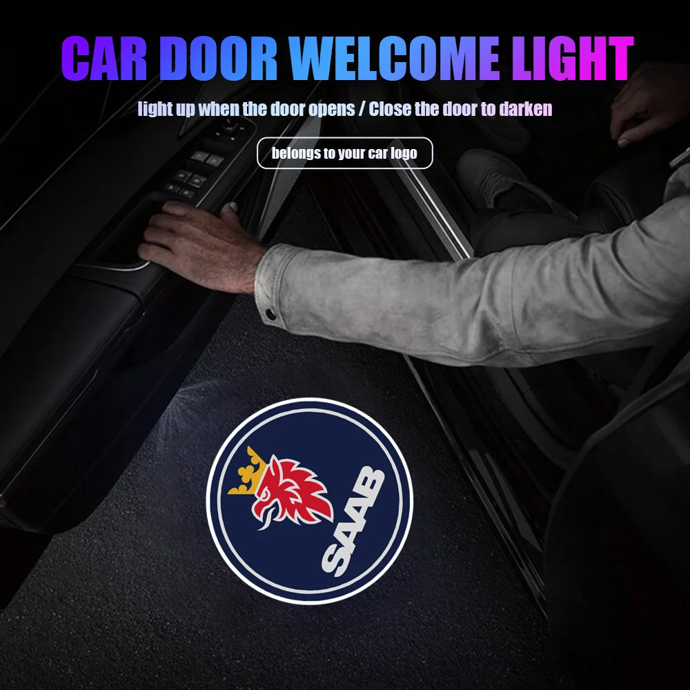 

1/2Pcs Car HD Projector Lamp Car Door Wireless Welcome Light LED Decoration For Saab 93X 95X 900 9-7 600 99 92 9-3 9-5 GT750 9-X