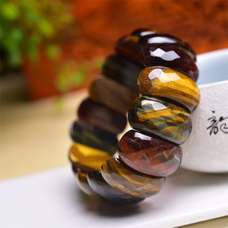 Натуральный синий тигровый глаз камень браслет женский Шарм простой круг