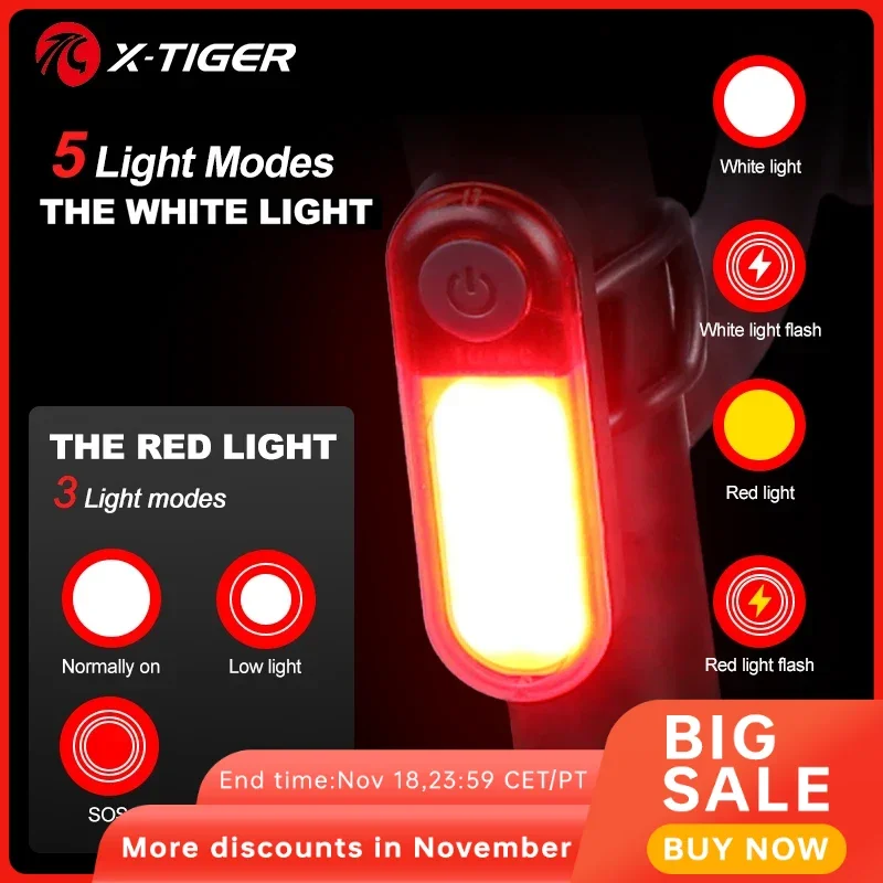Многофункциональный интеллектуальный задний фонарь X-TIGER Red White Light 240 °